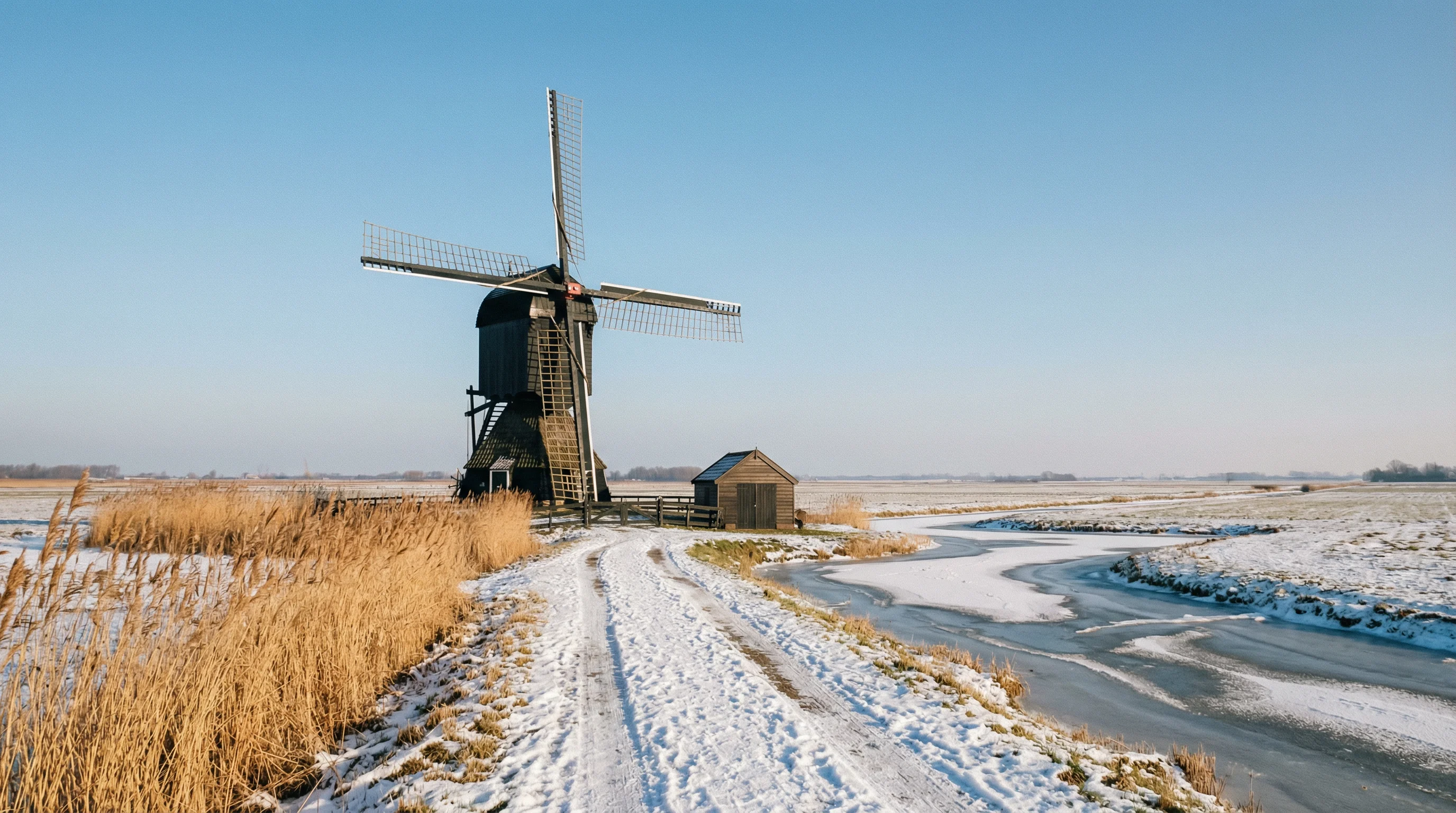 Zeeland Windmühle im Winter